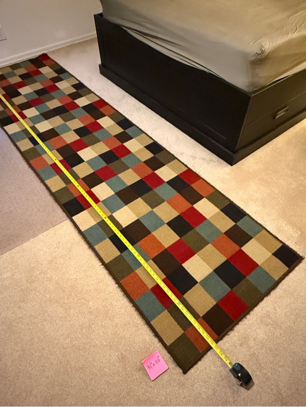 Multicolor Checkered Runner Rug - Home Accents 116x31"
